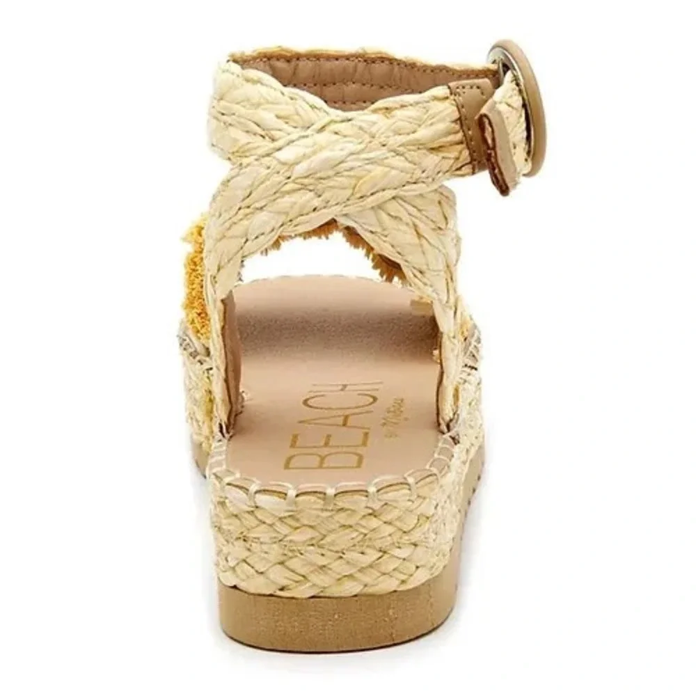 Beach by Matisse Seashore Raffia Straw Espadrille Sandals Ivory Size 10